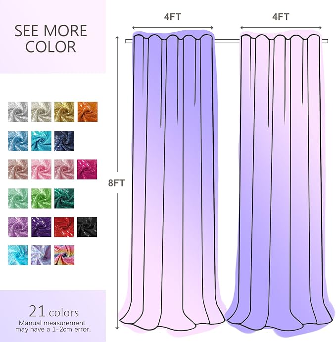 Hahuho Black Sequin Backdrop Curtain, Party Decoration（2 Panels, 4FT x 8FT - Image 5