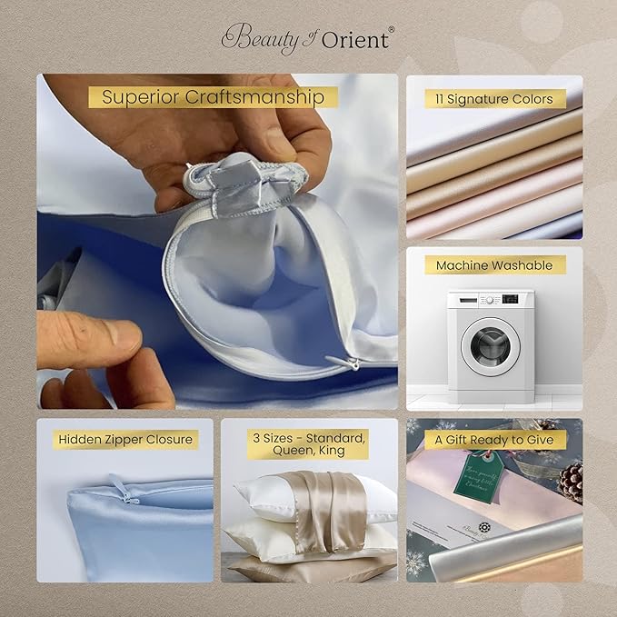 25 Momme Premium Mulberry Black Silk Pillowcase for Hair and Skin | Handcrafted Hypoallergenic & Anti-Acne Silk Pillow Cases with Zipper | Queen - 20" x 30", Midnight