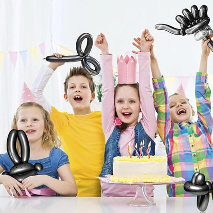 260 Metallic Black Long Balloons - Image 5