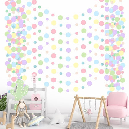 Outus 10 Pieces Colorful Circle Garland Banner Hanging Paper Dot Decorations by Outus