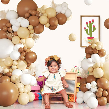 CROSSFINGERS Brown White Balloon Garland Arch Kit - Image 4