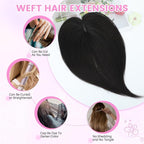 YAMI Hair Toppers for Women Fluffy Human Hair Topper 10inch Handmade Swiss Base Hairpieces 360° Cover Hairloss (Natural Black)