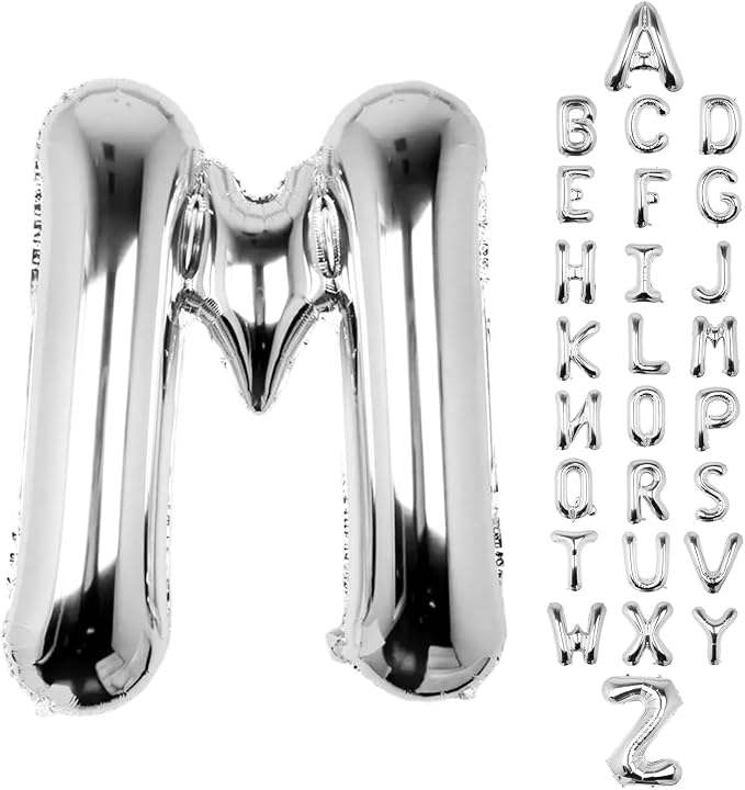 Letter Balloons Silver 40 Inch M Large Big Foil Mylar Balloon | by Unknown