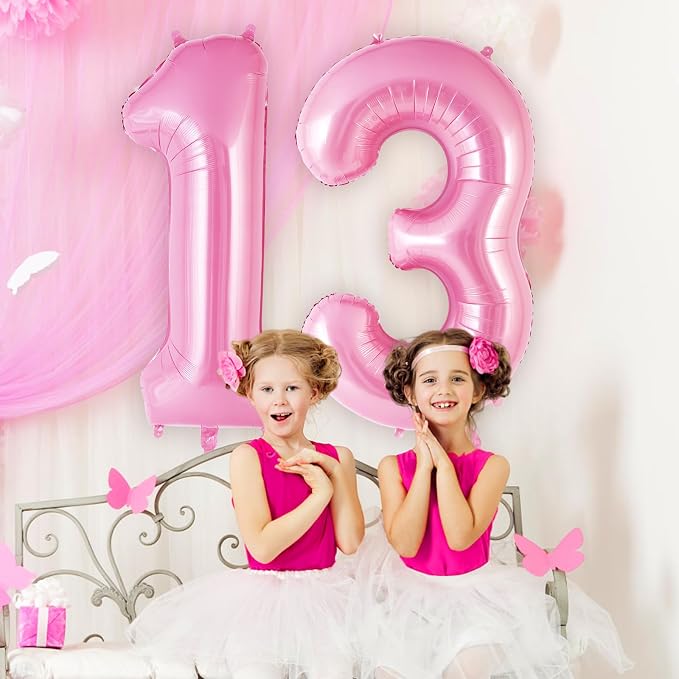 Pink Number 13 Balloon, 40 Inch Big Large Foil Helium Number Balloons, Giant - Image 5