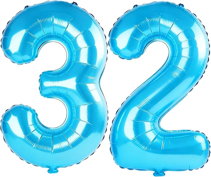 40 Inch Number 32 Balloons for 32nd Birthday Party Decorations, 0-100 Jewelry by FOBELEC