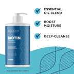 Rosemary and Biotin Shampoo for Thinning Hair - Vegan Volumizing Shampoo for Fine Hair with B Vitamins Argan Oil & Tea Tree Essential Oil - Paraben Silicone and Sulfate Free Vegan Formula (25 Fl Oz)