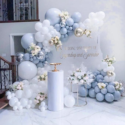 PartyWoo Dusty Blue Balloons 140pcs Slate Blue Boho Neutral Color | 18 12 10 5 - Image 5