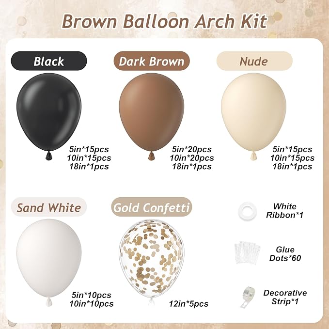 131pcs Black and Brown Balloon Arch Kit - Image 2