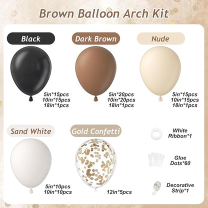 131pcs Black and Brown Balloon Arch Kit - Image 2