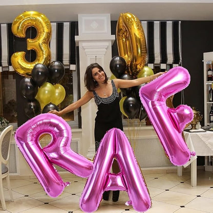 TONIFUL 40 Inch Large Rose Red Letter R Balloons Giant Hot Pink Alphabet Letter - Image 4