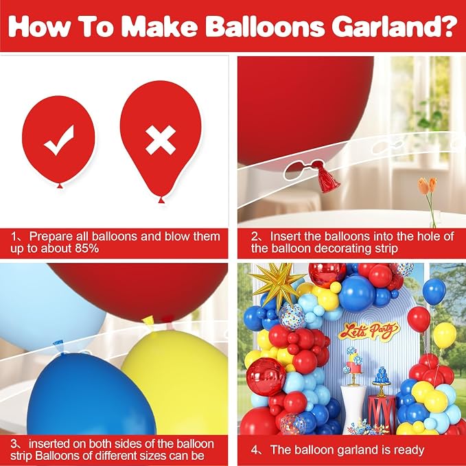 Red Blue Yellow Balloon Arch Garland Kit - Image 9