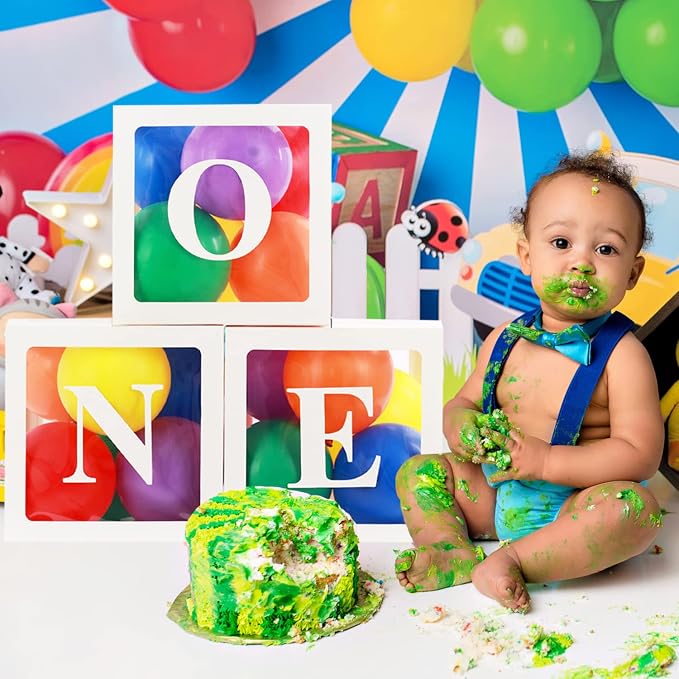 First Birthday Decorations for Boy Girls, ONE Balloon Boxes - Image 4