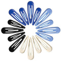 Metal Snap Hair Clips, No Slip Hair Clips for Thick/Thin Hair, 16pcs Medium Barrettes for Women Kids Hairstyle Makeup Accessories (8pcs 2.36inch & 8pcs 2.7inch) (Blue White)
