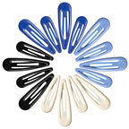 Metal Snap Hair Clips, No Slip Hair Clips for Thick/Thin Hair, 16pcs Medium Barrettes for Women Kids Hairstyle Makeup Accessories (8pcs 2.36inch & 8pcs 2.7inch) (Blue White)
