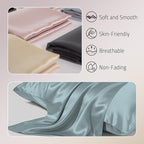 Mulberry Silk Pillow Cases Set of 2, Both Sides Real Silk Pillow Cover for Hair and Skin Cool Pillowcase Organic Silk Pillowcase 2 Pack with Hidden Zipper, Haze Blue, Queen (20"×30")