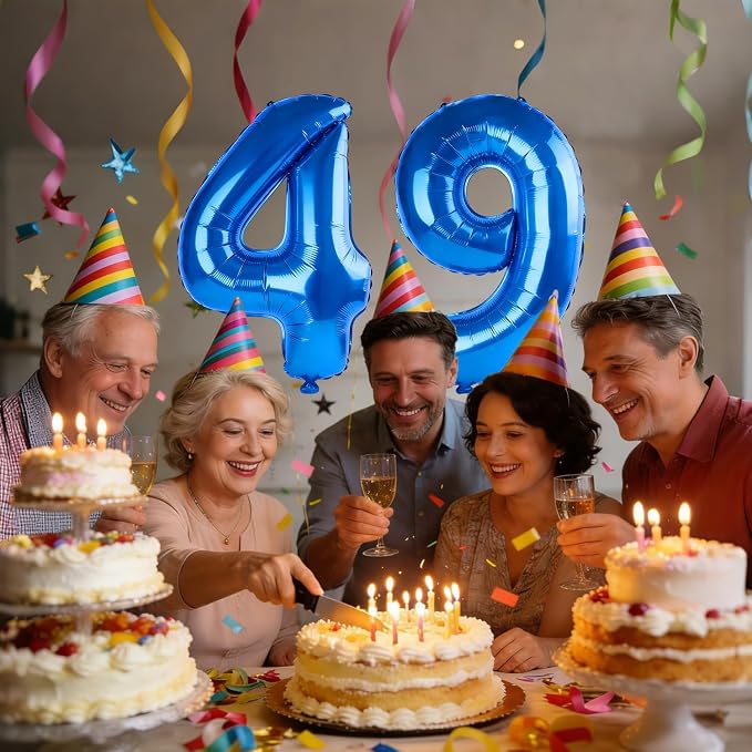 40 Inch Number 49 Balloons for 49th Birthday Party Decorations, 0-100 Dark Blue - Image 2
