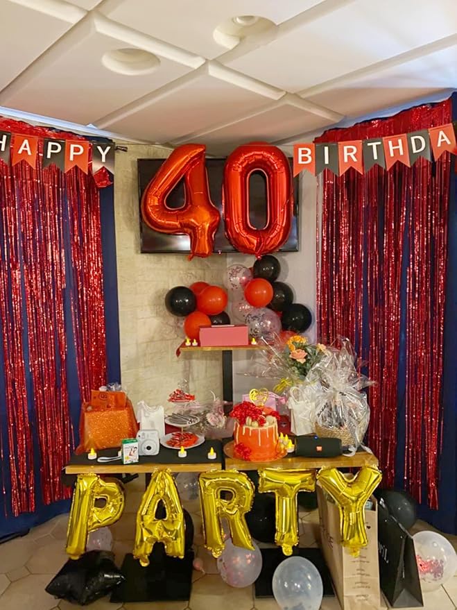 4 Balloon Numbers Party Decorations, 40In Red Balloons - Image 4