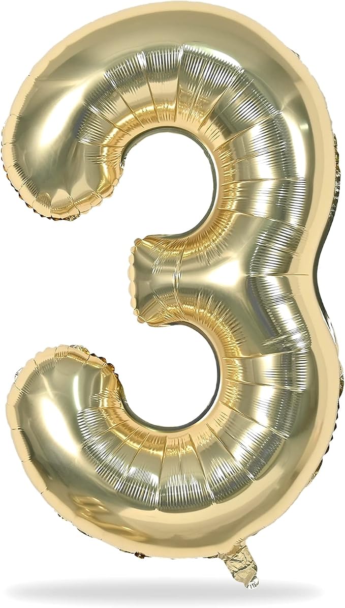 Champagne Gold Number 3 Balloons, 40 Inch Giant Light Gold Helium Foil Number - Image 8