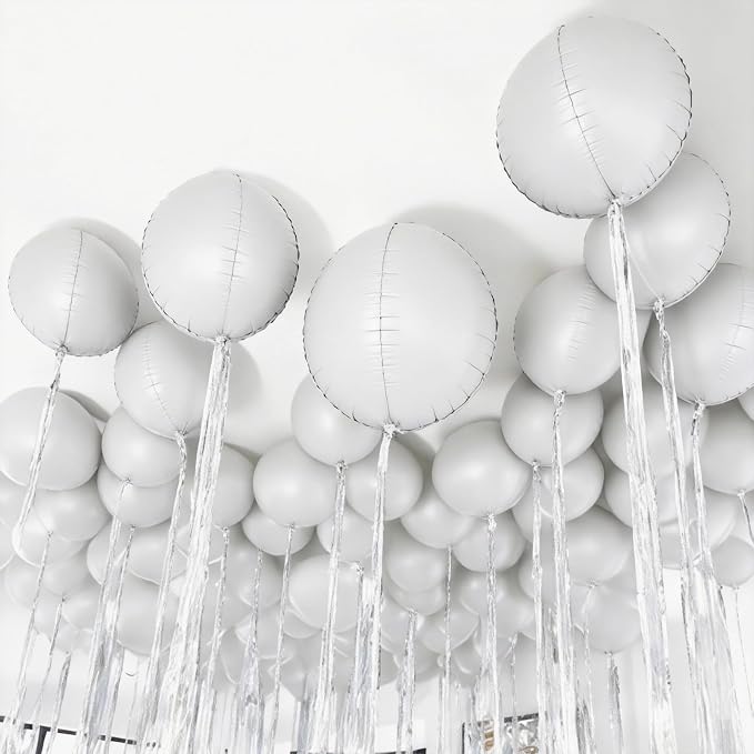 12Pcs White Round Balloons Foil, Giant White Foil Balloons - Image 6