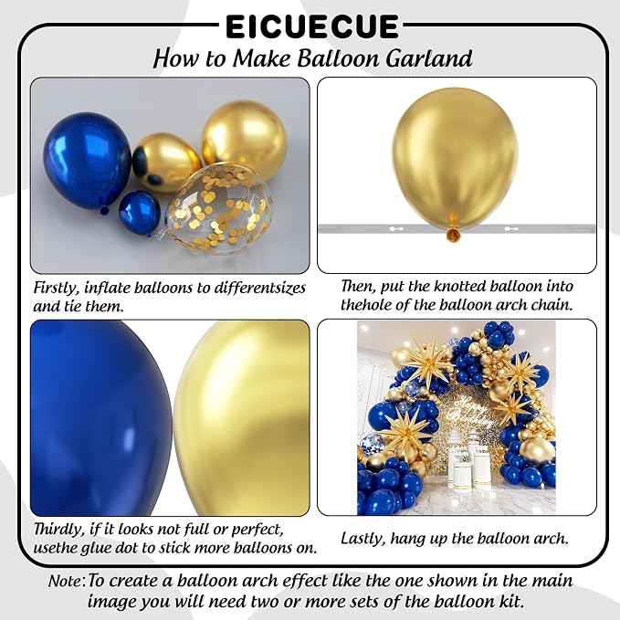 Navy Blue and Gold Balloons Garland Arch Kit - Image 3