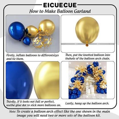 Navy Blue and Gold Balloons Garland Arch Kit - Image 3
