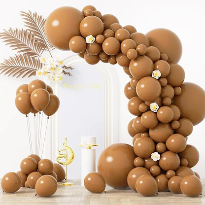 Voircoloria 130pcs Brown Balloons Garland Arch Kit, 18 12 10 5 Inch | by Voircoloria