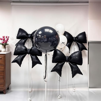 38 Inch Black Bow Foil Balloons, Large Black Mylar Bowknot Balloons Coquette - Image 8