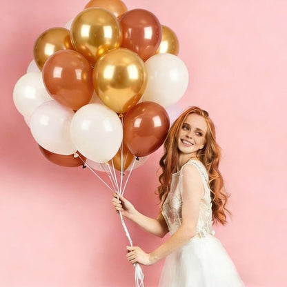 Sand White Balloons 60Pcs 12 Inch Nude Gold Latex Balloon Set - Image 3