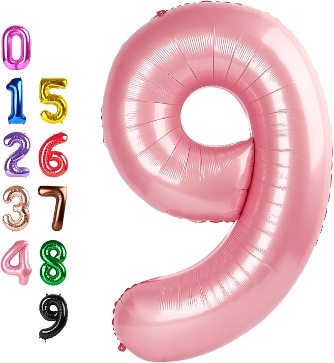 Number Balloons 9 Balloon Pearl Pink by Enyeopd