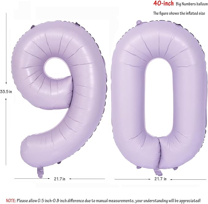 40 In Matte Purple Number Balloons Helium Foil Mylar Balloon Digital 90 | - Image 2