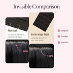 GOO GOO Invisi Edge Wide Tape in Hair Extensions, 1B Natural black,4pcs 20inch 20g, Remy Human Hair,Seamless Injected Tape, Natural Look