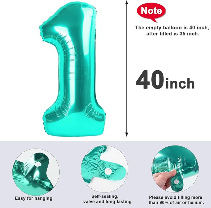 1 Number Balloons 40 Inch for 1st 11 Birthday Party Wedding, Inflation Straw & - Image 4