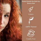 Henna Cosmetics Henna Hair Color & Beard Dye for Men | Brown Red Henna Powder for Hair | Organic Hair Dye without Chemicals | 100 Grams / 3.52 Ounce