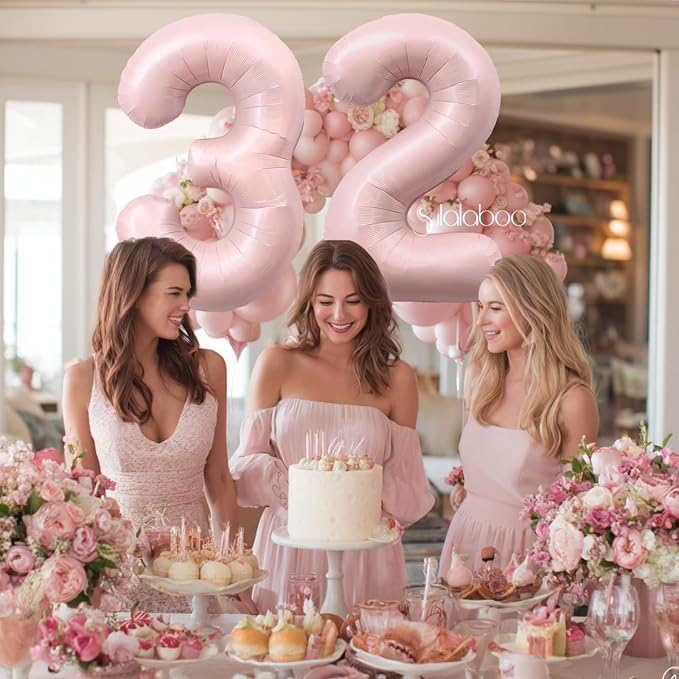 40 Inch Light Pink Number 32 Balloon 0-9 32nd Foil Big Giant | Digital - Image 3