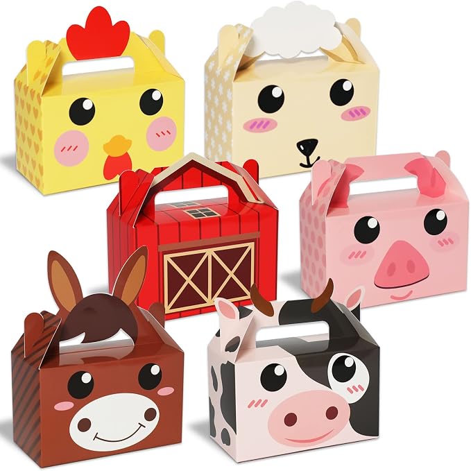24 Pack Farm Animal Party Favor Boxes Farm Theme Birthday Goodie Boxes by Tevxj