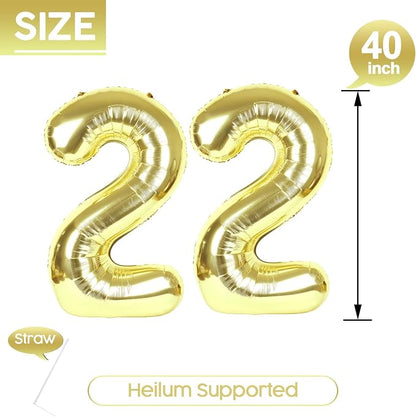 22 Balloon - Champagne Gold Birthday Number Balloons, 40 Inch Decorations | - Image 5