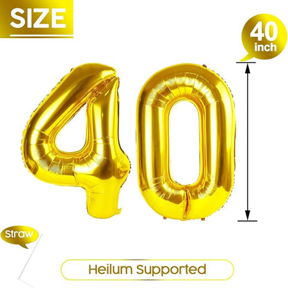 40 Balloon - Gold Birthday Number Balloons, 40 Inch Decorations Men Women | - Image 5