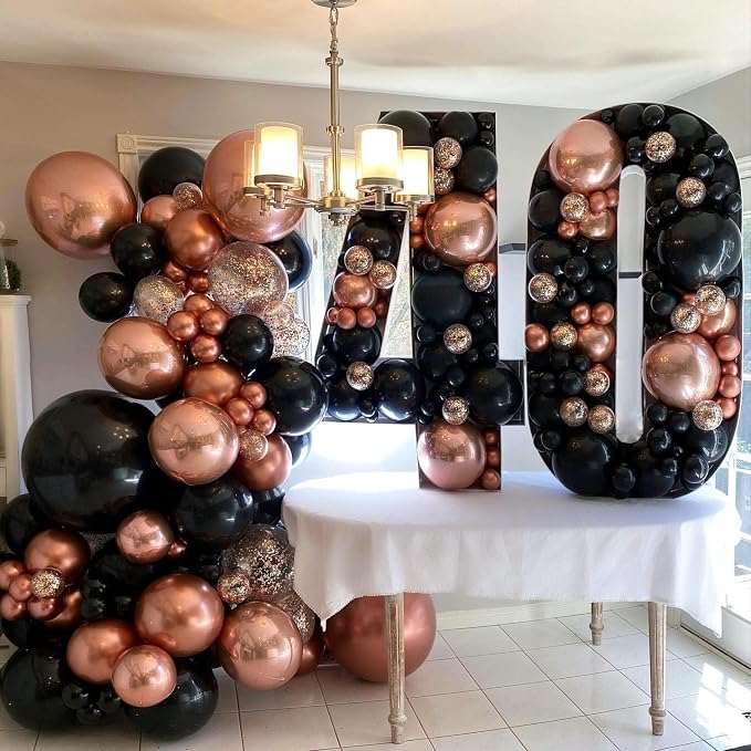 Rose Gold and Black Balloon Arch Kit, ADOINBY 140Pcs Metallic Rose Gold Black - Image 4