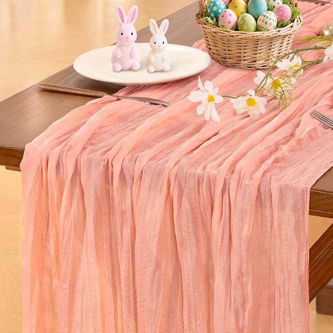 Cheesecloth Table Runner Summer Boho Wedding Birthday Party Home Decor | Coral by Socomi