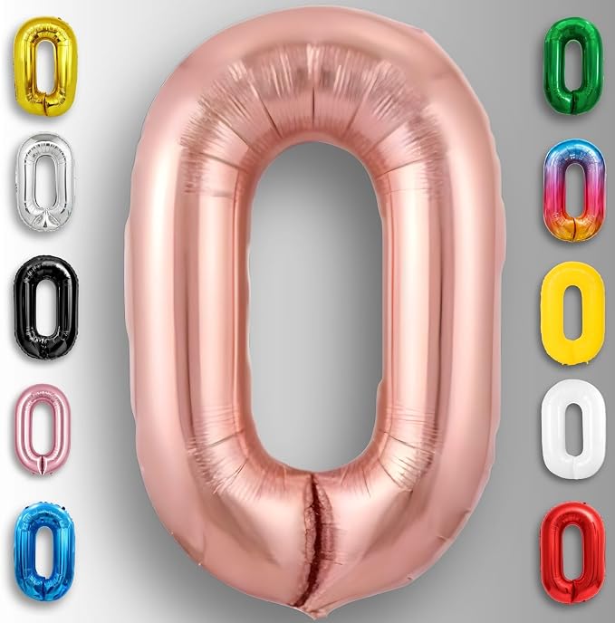 Rose Gold Number Balloon 0 Mylar Foil Balloons 40 inch - Image 3
