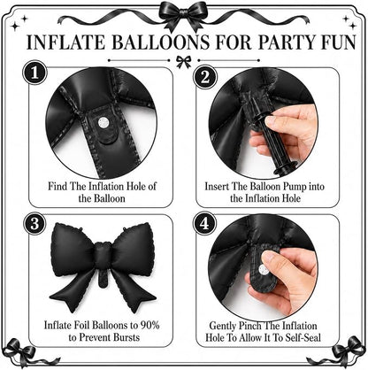 8Pcs Black Bow Foil Balloons, 21Inch Black Bow Shaped Balloons - Image 7