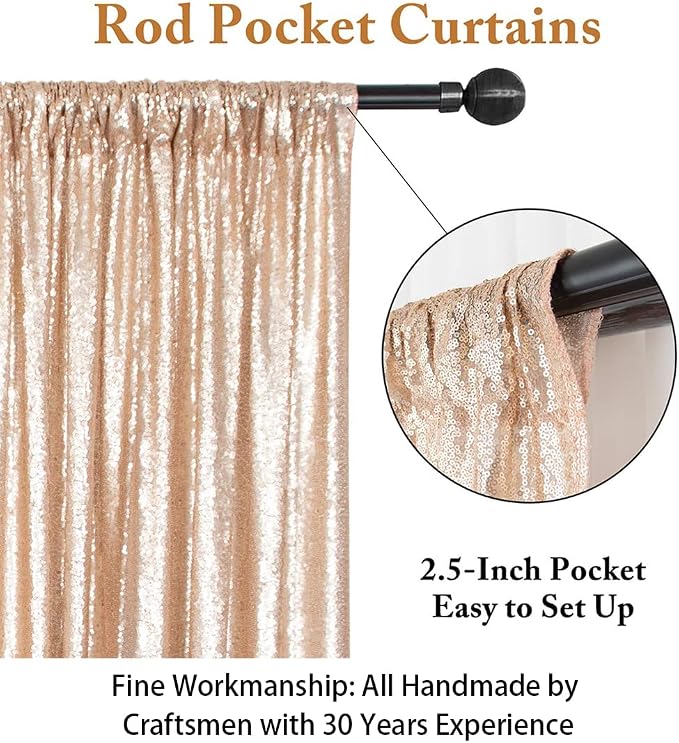 ShinyBeauty PHOTOBOOTH Background Best Choice-7FTx7FT-Champagne-Sequin - Image 3