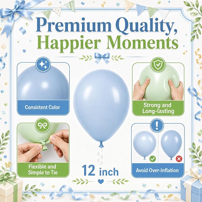 Pastel Blue Green Baby Shower Balloons - Image 3