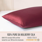Bella Coterie Luxury Silk Pillowcase for Hair and Skin | 30 Momme | 100% Pure 6A Mulberry Silk | Super Soft | Perfectly Plush [Standard, Merlot]
