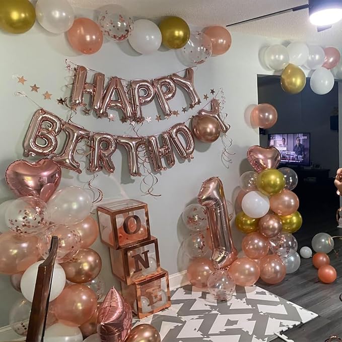 Rose Gold Confetti Balloons, 60 Packs 12 inch Metallic Rose Gold and Chrome - Image 3