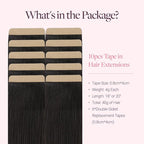 GOO GOO Tape in Hair Extensions Human Hair, 1B Natural Black, 4cm Wide Tape, 20inch 20pcs 80g, Real Human Hair, Seamless Tape in, Instant Length&Volume