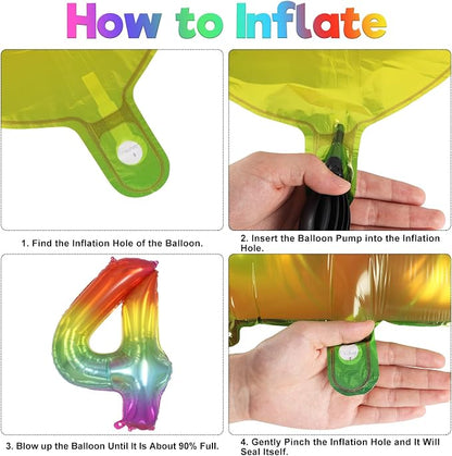 Rainbow Number 4 Balloon 40 Inch, Big Large Foil Number Balloons, Gradient - Image 7