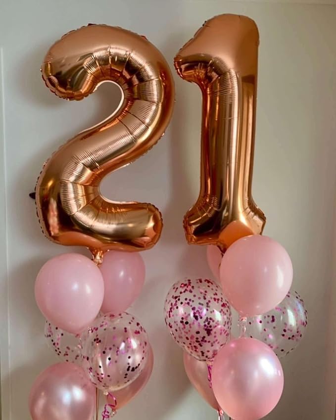 Rose Gold 24 Number Balloons, 40 Inch Giant Number 24 Balloons Foil Mylar - Image 3