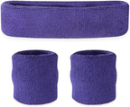 Suddora Sweatbands Set, Moisture Wicking 2 Wristbands and 1 Headband, Breathable Terry Cloth Athletic Bands for Basketball, Tennis, Yoga, Gym, Sweat Bands for Costumes and Cosplay