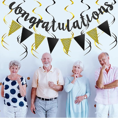 Outus Pre-strung Glitter Congratulations Banner Triangle Flag Banner - Image 6
